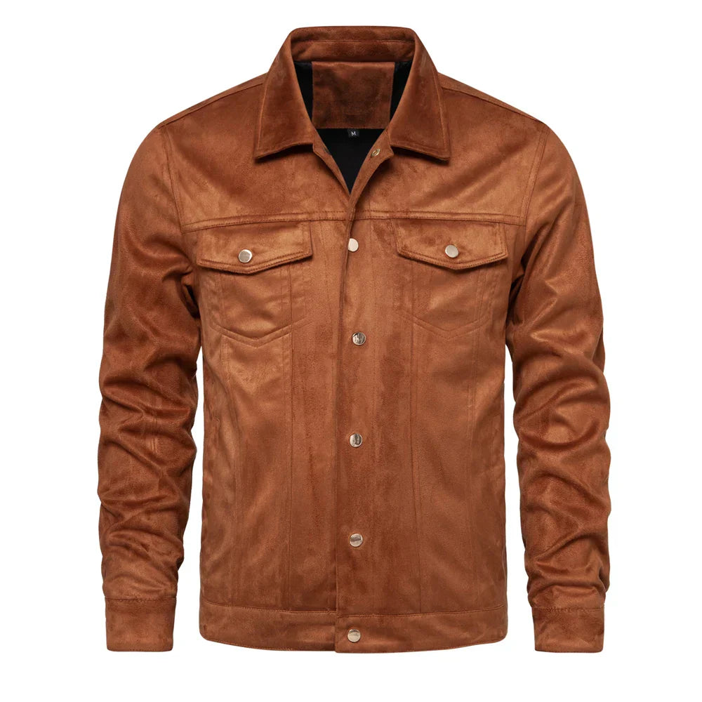 2023 New Autumn Winter Suede Leather Jacket Men