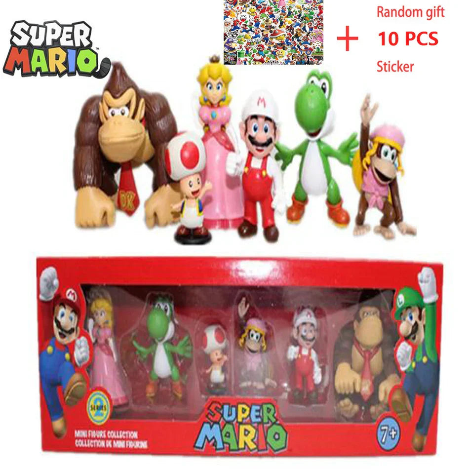 6pcs/set Super Mario Bros PVC Action Figure Toys