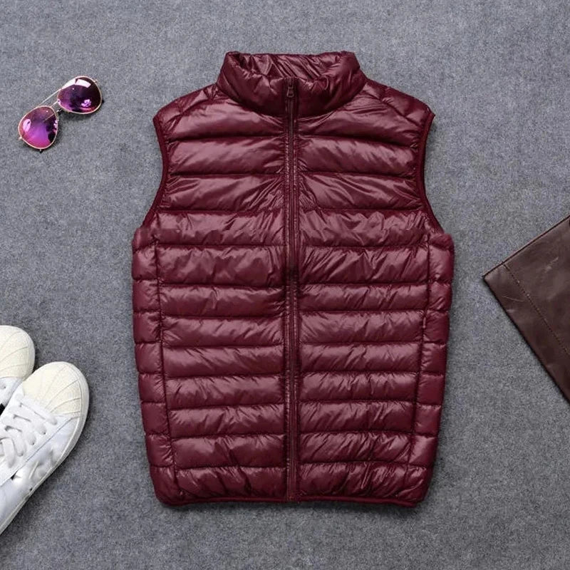 2024 New Winter stand collar Men's Vest White