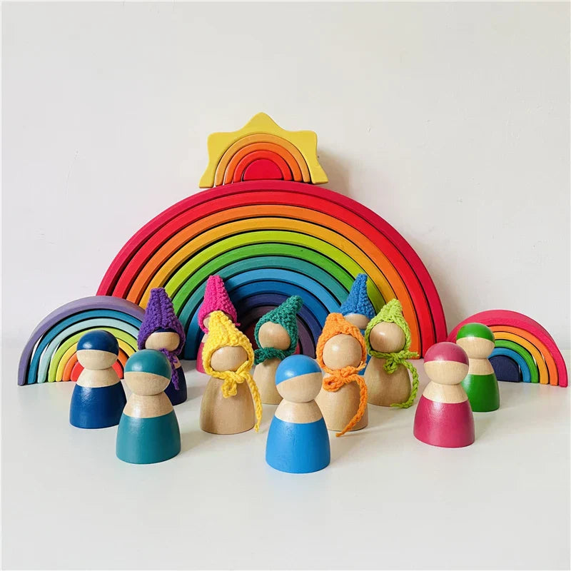 Large Wooden Rainbow Stacker Blocks Nordic Toys Loose