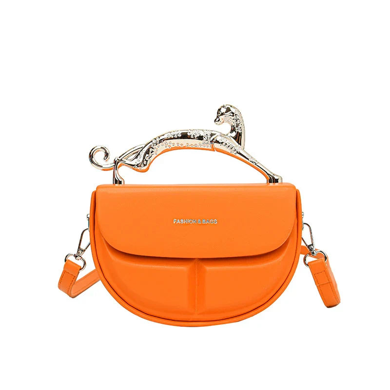 Solid Color Women's Luxury Handbags Cat Metal Handle
