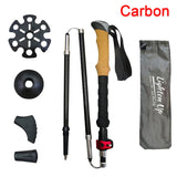 Folding Walking Poles 3-Fold Cane with EVA+Cork Handle - Hiking Stick (1 or 2 PCS)