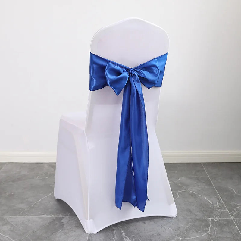 10PCS 17x275cm Sage Green Satin Chair Sashes Bows
