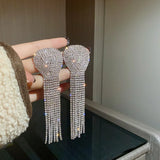 Fashion Statement Earring Long Full Rhinestone Big Earrings