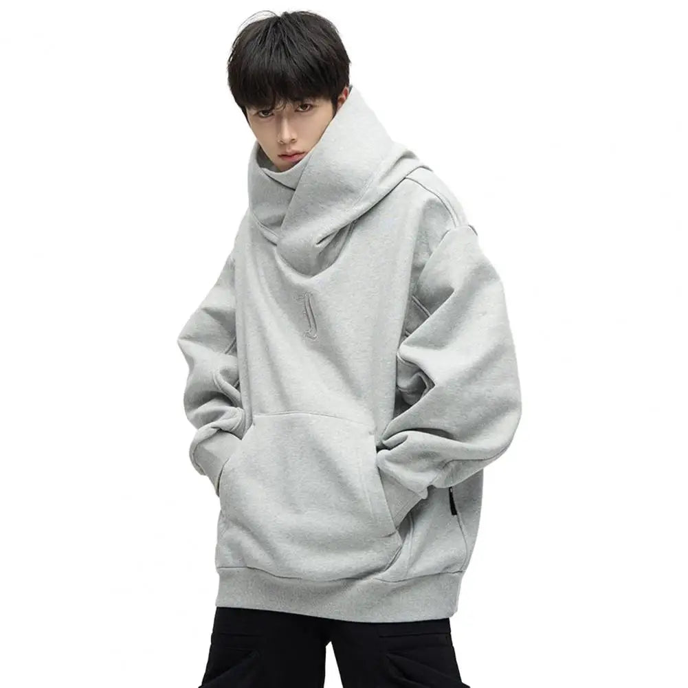 Solid Color Men Sweatshirt Japanese Harajuku Urban Streetwear
