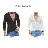 Mens Plain Slim Fitness Long Sleeve T-shirt Deep