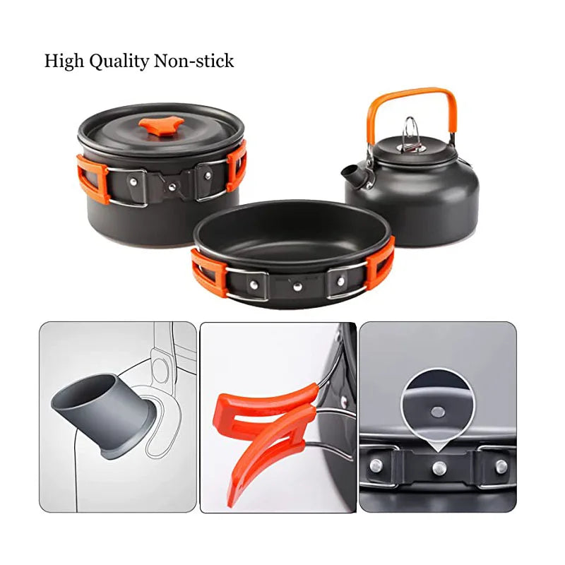 Camping Cooking Set Outdoor Aluminum Lightweight Equipment Camping