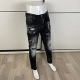 Street Fashion Men Jeans Retro Black Gray Elastic