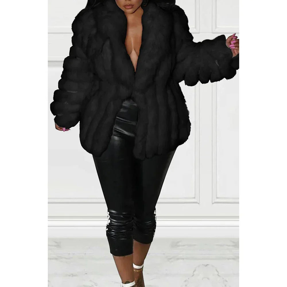 Plus Size Semi Formal Outwear White Faux Fur