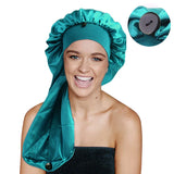 Satin Long Nightcap Wide Edge Adjustable Bonnet Women