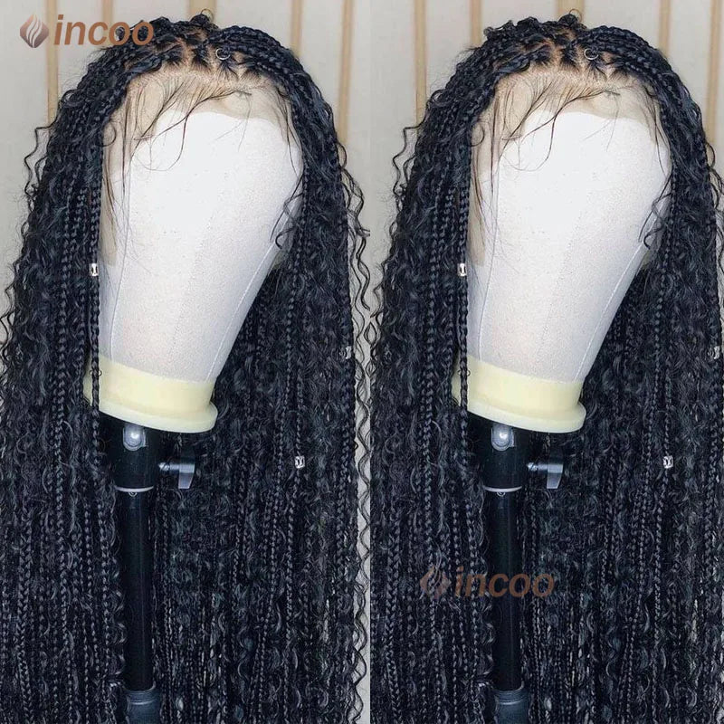 360 Full Lace Frontal Boho Braided Wigs Wave