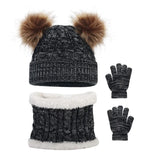 AvoDovA3PCS Children s Winter Double Ball Knitted Hat