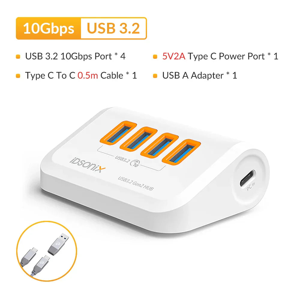 iDsonix USB Splitter USB 3.2 Hub 10Gbps Type