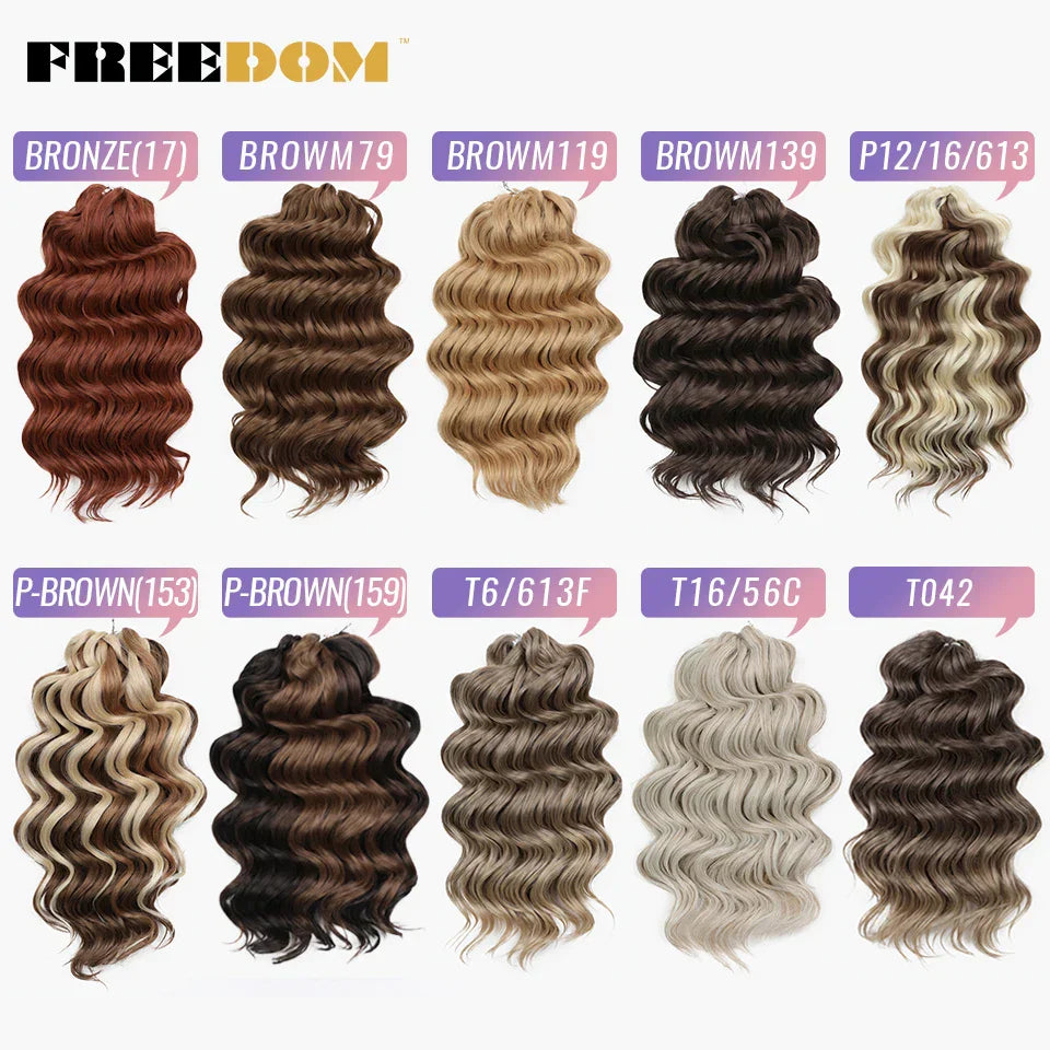 FREEDOM Deep Wavy Twist Crochet Hair 16 Inch