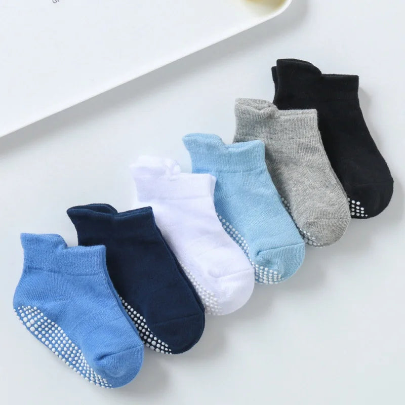 6 Pairs/lot Toddler Baby Socks Cotton Solid Color