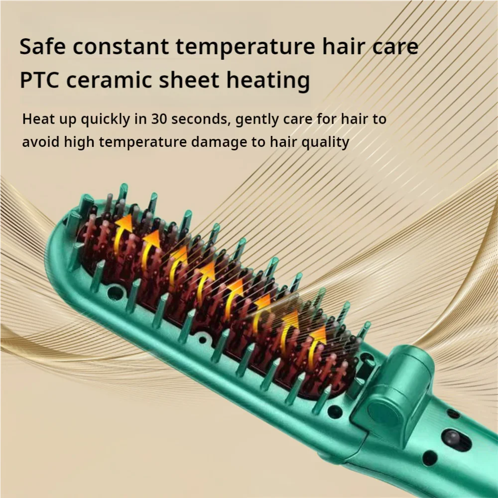 Foldable Electric Hot Comb 5-adjustable Crystal Straight Hair