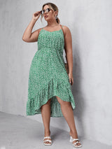 Plus Size Elegant Summer Sleeveless Ruffle Hem Party