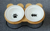 New High-end Pet Bowl Bamboo Shelf Ceramic Feeding