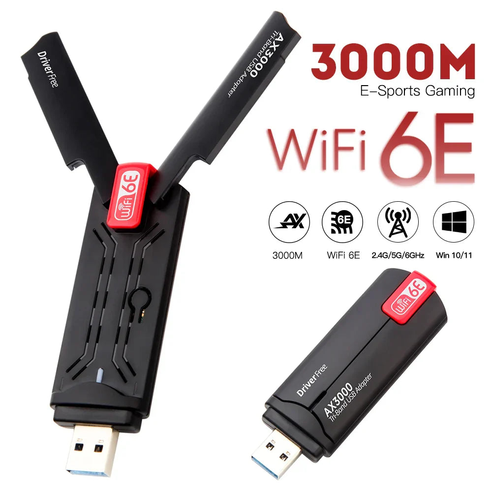 5400Mbps USB Wifi6E Adapter 2.4G&5G&6GHz USB 3.0 Wifi