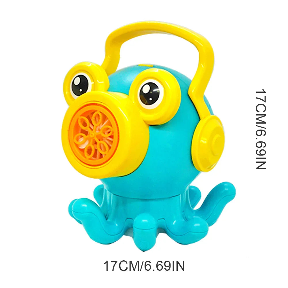 Cartoon Octopus Green Bubble Shakes His Head And