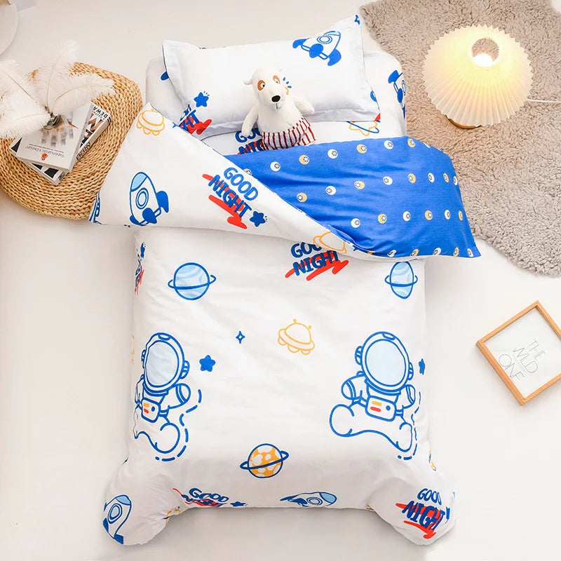 3Pcs Cartoon Cotton Crib Bed Linen Kit Baby