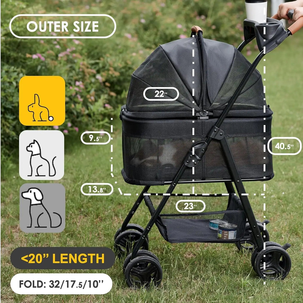 Zoosky 3 in 1 Folding Dog Stroller Pet