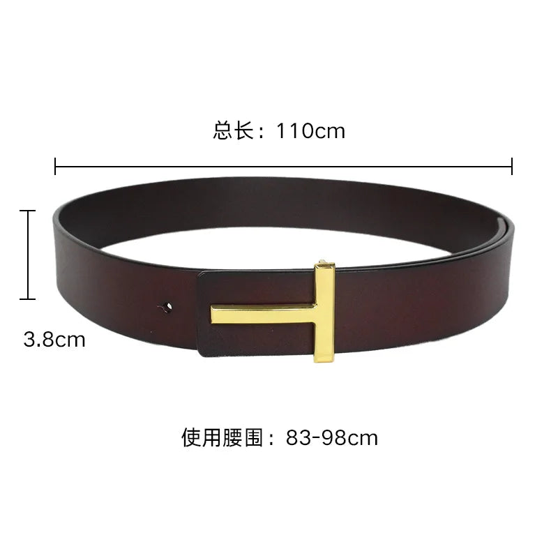 Luxury 3.8cm Width TF Real Leather Designer Brand