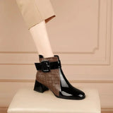 Women Ankle Boots Thick Heels Platform Short Boots