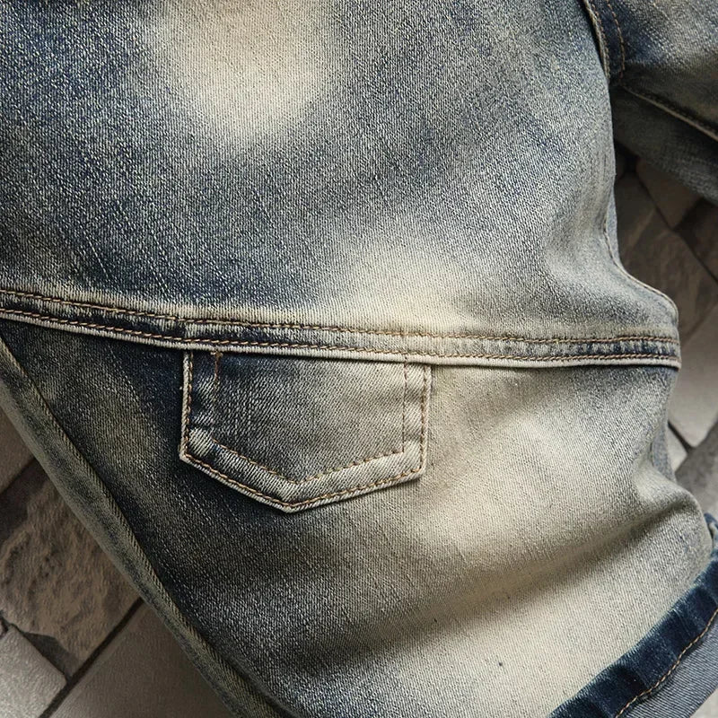 Vintage Jeans Splicing Shorts Men's Summer New Fashion