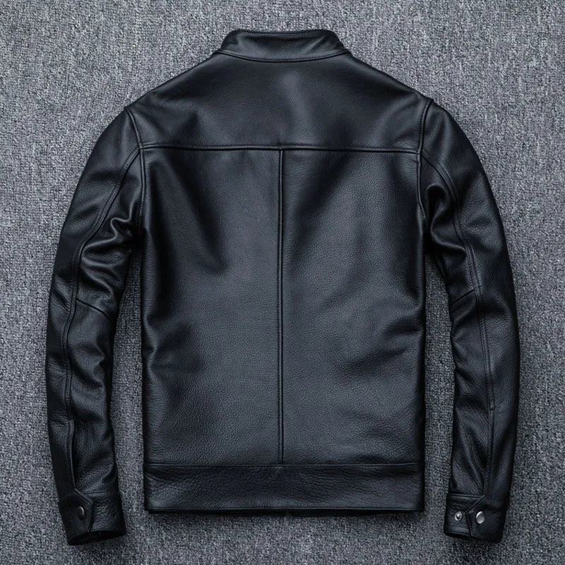 100% Natural Calfskin Leather Jacket Men Skin Jackets