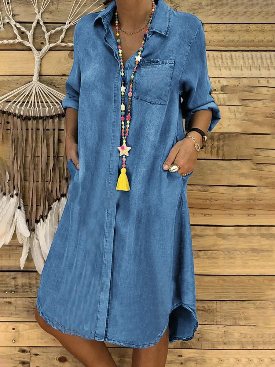 2023 Fashion Denim Women's Long Dress Elegant Fashion