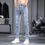 New 2023 Korean Street Harajuku Stretch Denim Jeans S Clothing Luxury Italian Embroidery BlueLuxury Clothing for Men Cool Pants