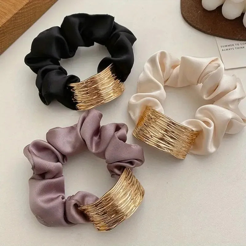 Elegant Metal Flower Hair Rope Ring Elastic Hair