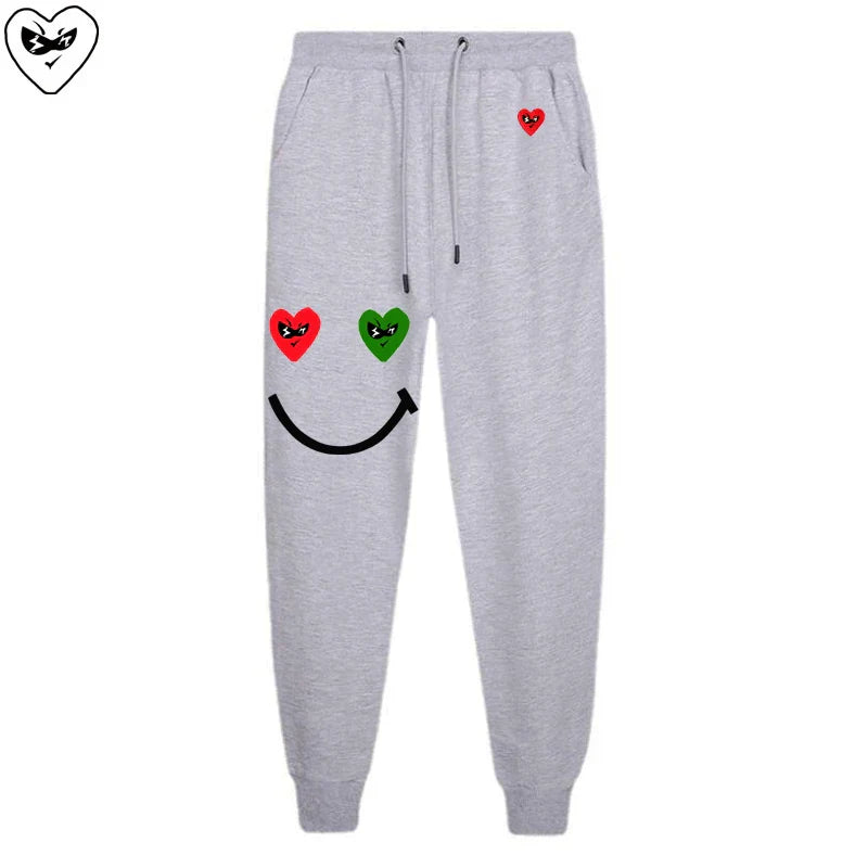 Men Women Spring Autumn Pants Heart Cartoon Embroidery