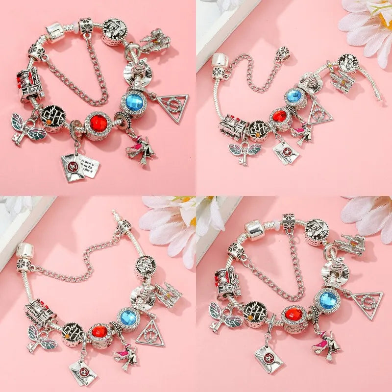 Cute Enamel Disney Princess Dress Charms Bracelet Women