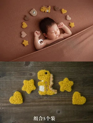 1 Set Handmade Wool Felt Stars & Moon Newborn Photography Props