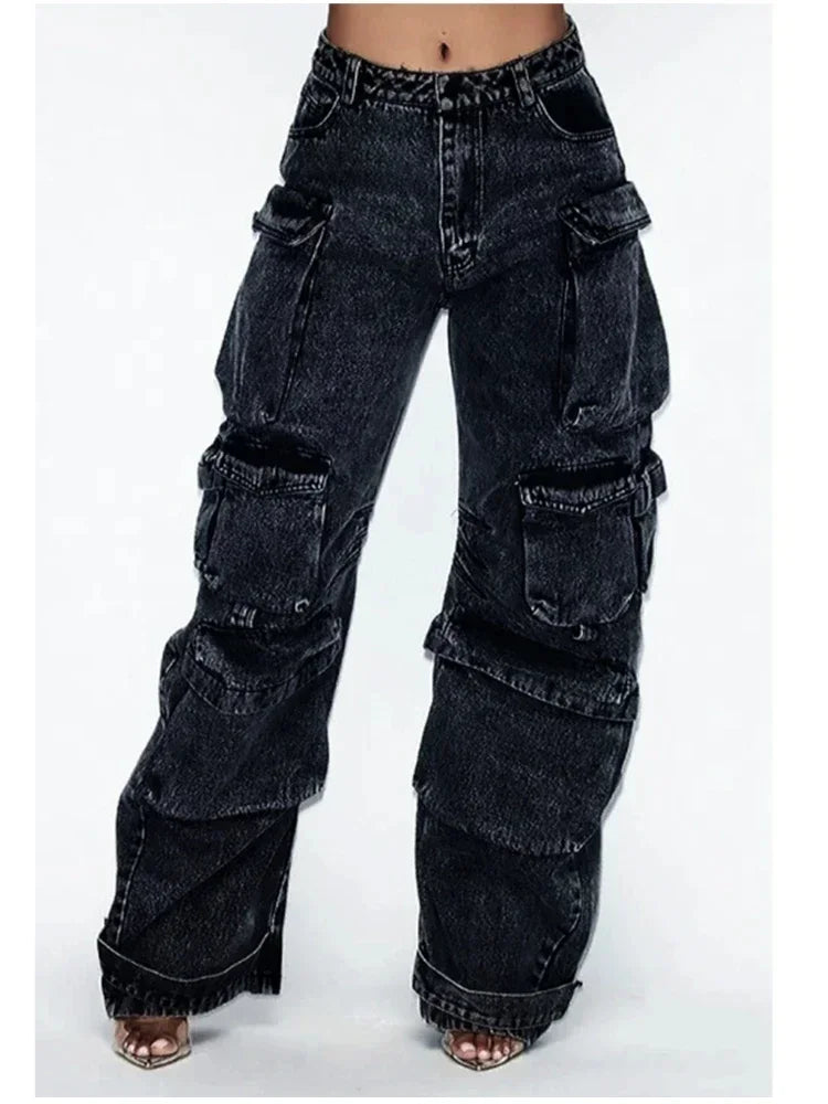 Y2K Fashion Baggy Jeans Denim Cargo Pants Womens