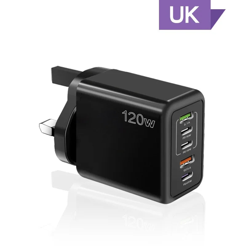 USB C Charger 120W Fast Charging Charger 5Ports