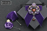 Men's Wedding Bow Tie Pins Set Luxury Rhinestone