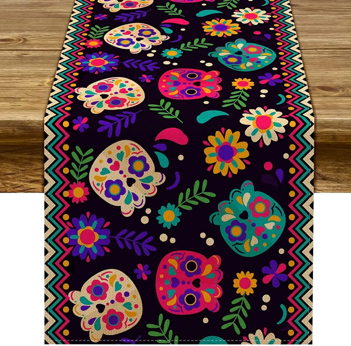 Mexican Day of The Dead Linen Table Runners