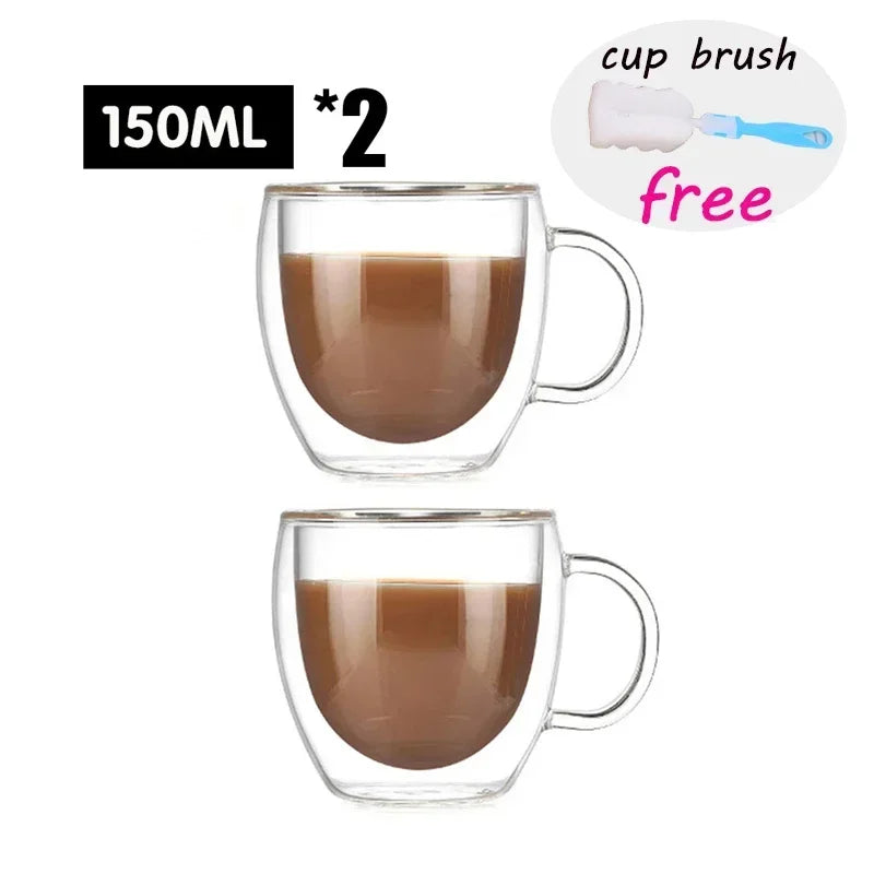 Double Wall Glass Cup Heat Resistant Transparent High