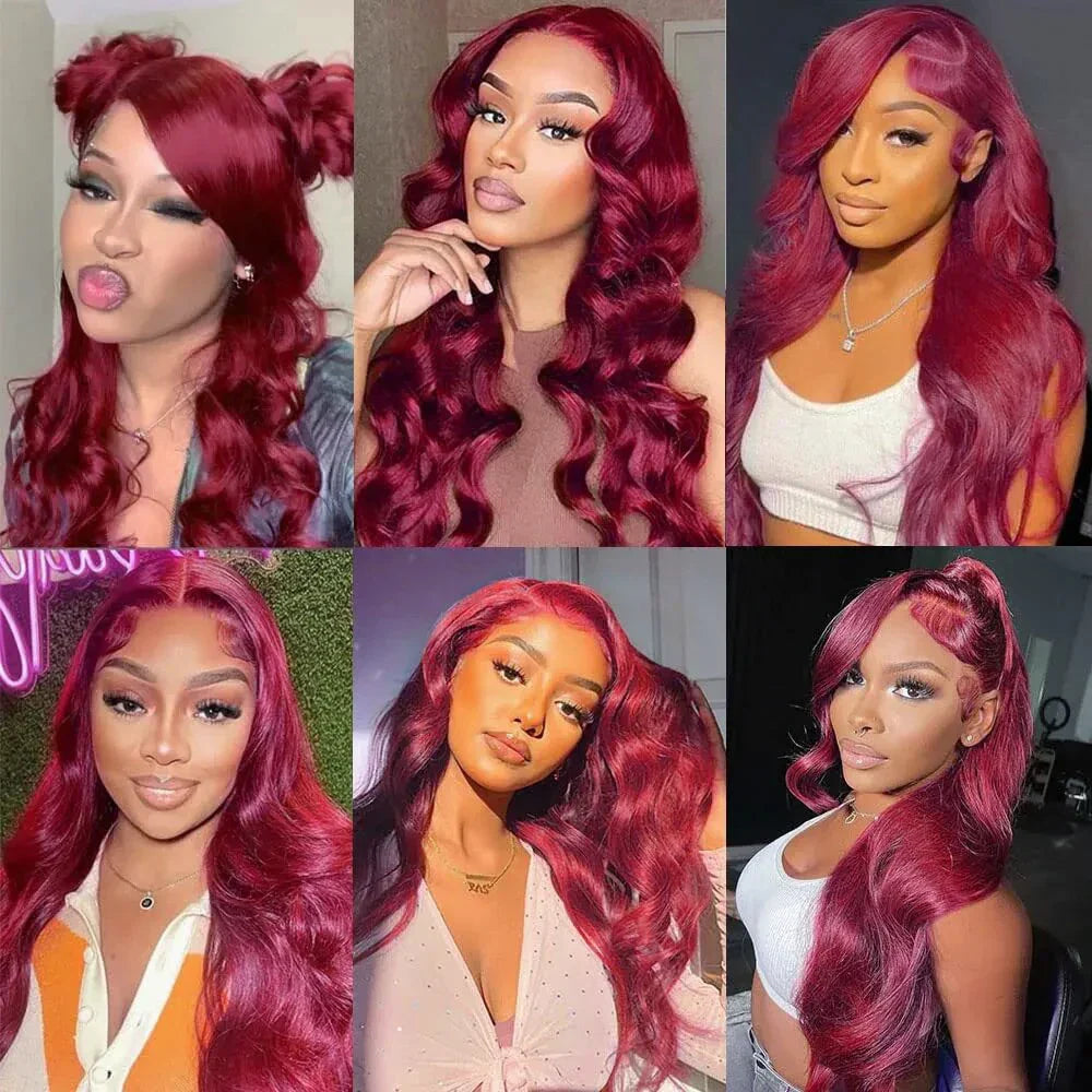30 Inch 99j Burgundy Body Wave Lace Front