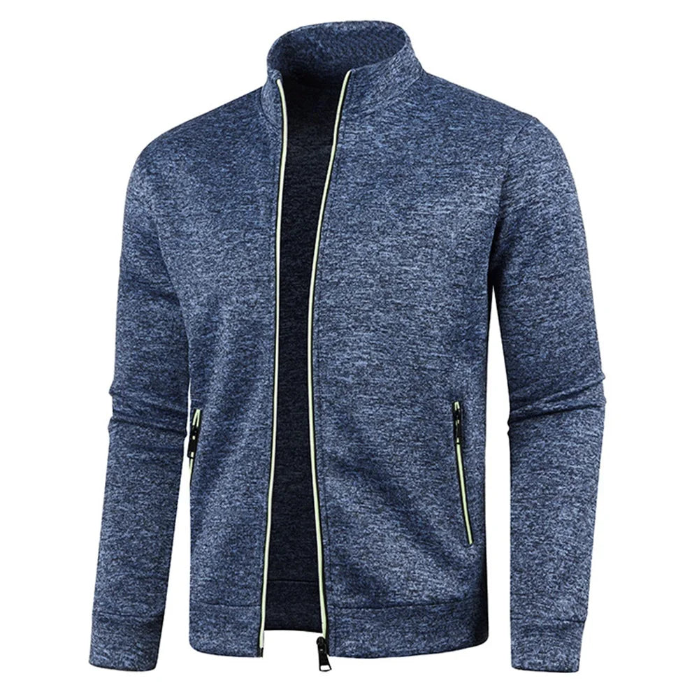 New Men's Thicken Jacket Casual Zipper Stand Collar