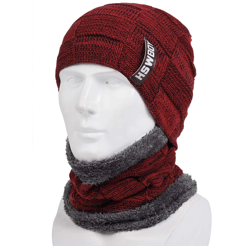 Winter Beanie Hats Scarf Set Warm Knit Hat