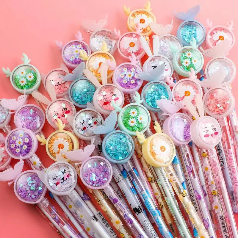 10/20/50/100pcs/set Kawaii Sequin Gel Pen Cute Butterfly Bunny