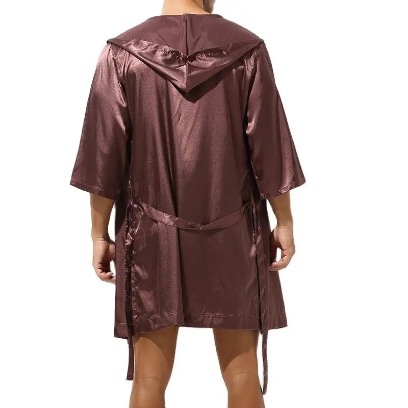 Men's Sleepwear Robe Night Clothes Silk Kimono Bathrobe