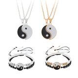 2Pcs Tai Chi Yin Yang Couple Bracelets Necklaces