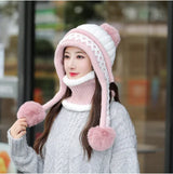 New Knitted Hat Thick Warm Earflap Hats Scarf