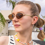 Vintage Unique Brown Cat Eye Sunglasses Women Design