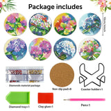 8Pcs DIY Diamonds Painting Coaster Animal Flower Non-slip